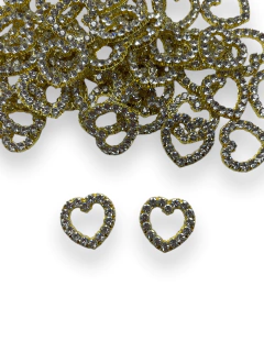 APLIQUE CHATON CORAÇÃO VAZADO STRASS (2 UNIDADES)