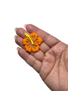APLIQUE EMBORRACHADO FLOR MOANA LARANJA 3CM (2 UNIDADES) - Sonhos da Lorena