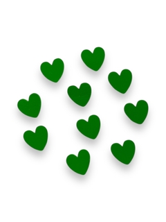 APLIQUE MINI CORAÇÃO EM ACRILICO VERDE 1CM (10 UNIDADES) - comprar online