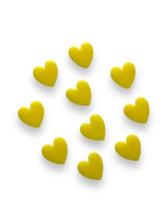APLIQUE MINI CORAÇÃO EM ACRILICO AMARELO 1CM (10 UNIDADES) - comprar online