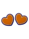 APLIQUE EMBORRACHADO CORAÇÃO PESPONTADO LARANJA E AZUL 3CM (2 UNIDADES) - comprar online