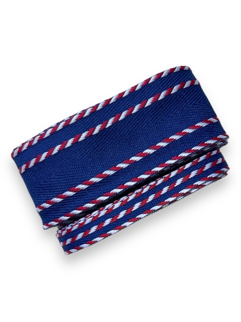KIT DE FITA SINIMBU AZUL MARINHO DETALHE 3D VERMELHO 4M (2 LARGURAS 2M DE CADA)