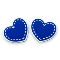 APLIQUE EMBORRACHADO CORAÇÃO PESPONTADO AZUL E BRANCO 3CM (2 UNIDADES) - comprar online