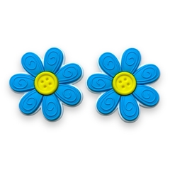 APLIQUE EMBORRACHADO FLOR DETALHE BOTAO AZUL (2 UNIDADES) - comprar online