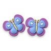 APLIQUE EMBORRACHADO BORBOLETA PESPONTADA ROSA E AZUL (2 UNIDADES) - comprar online