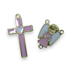CRUCIFIXO E ENTREMEIO ANJINHO PARA TERÇO ROSA - comprar online