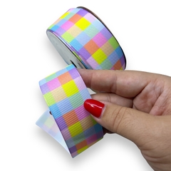 FITA SINIMBU XADREZ COLORIDO CANDYS 38MM (10 METROS) na internet