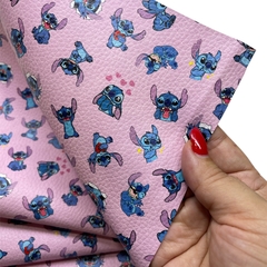 LONITA NAPA FOSCA COM ESTAMPA STITCH ROSA 22CMX50CM na internet