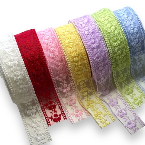 FITA RENDADA BORDADA FLOR 38MM (METRO) - comprar online