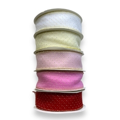 FITA ORGANZA COM POÁ DOURADO 40MM - comprar online