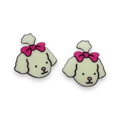 APLIQUE ACRILICO ESTAMPADO ROSTINHO BOBBIE GOODS LACINHO ROSA 3CM (2 UNIDADES) - loja online