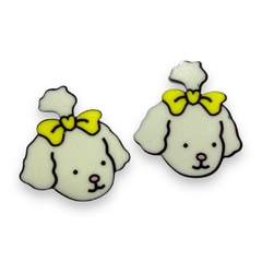 APLIQUE ACRILICO ESTAMPADO ROSTINHO BOBBIE GOODS LACINHO AMARELO 3CM (2 UNIDADES)