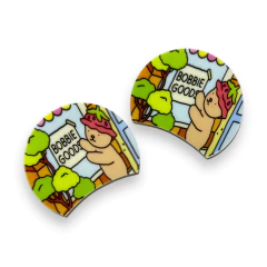 APLIQUE ACRILICO ORELHINHAS ESTAMPADA BOBBIE GOODS TONS QUENTES (02 UNIDADES) - comprar online