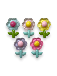 APLIQUES DE RESINA FLORES C/ PLANTA TONS CANDY MISTO 3,5CM (5 UNIDADES) - comprar online