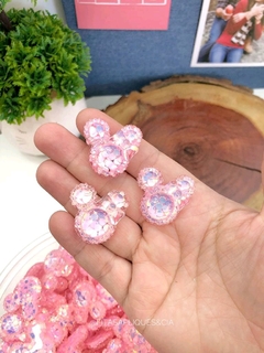 APLIQUE MINNIE CRISTAL ROSA 3CM COM 2 UNIDADES