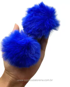 POMPOM DE PELUCIA 5 CM AZUL ROYAL (COM 2 UND)
