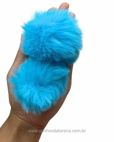 POMPOM DE PELUCIA 5 CM TURQUESA (COM 2 UND)