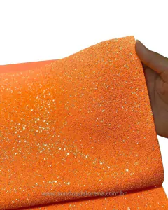 LONITA GLITTER FLOCADA LARANJA NEON 27CMX40CM - comprar online