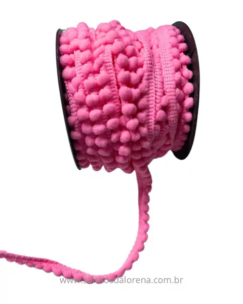 FITA POMPOM PARA ACABAMENTO ROSA CHICLETE 3 METROS