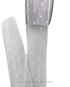 FITA DE ORGANZA POÁ ALTO RELEVO 5CM BRANCO(POR METRO)