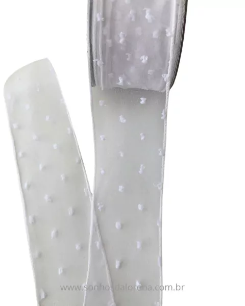 FITA DE ORGANZA POÁ ALTO RELEVO 5CM BRANCO(POR METRO)