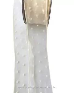 FITA DE ORGANZA POÁ ALTO RELEVO 5CM OFF WHITE (POR METRO)