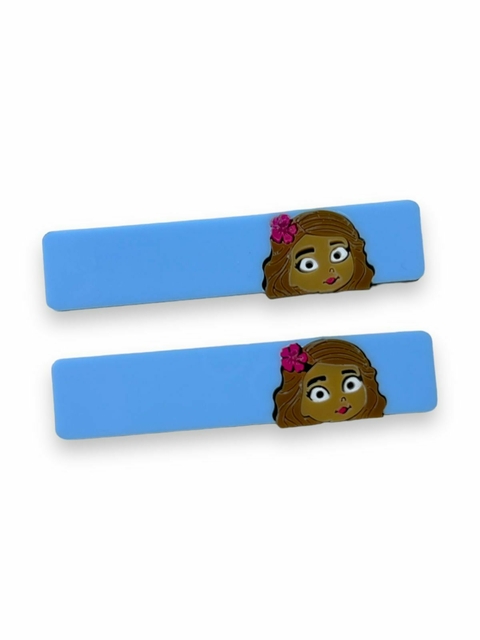 APLIQUE ACRILICO HAIR CLIP PRINCESA MOANA 6CM (02 UNIDADES)