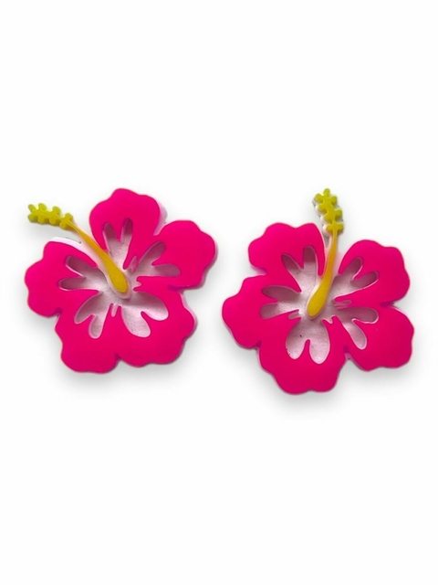 APLIQUE ACRILICO FLOR HIBISCO/MOANA ROSA 3CM (02 UNIDADES)