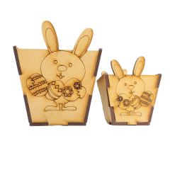 Maceta con conejo de Pascuas 6cm - Fibrofacil - Pack X 10unidades - Binomio woods