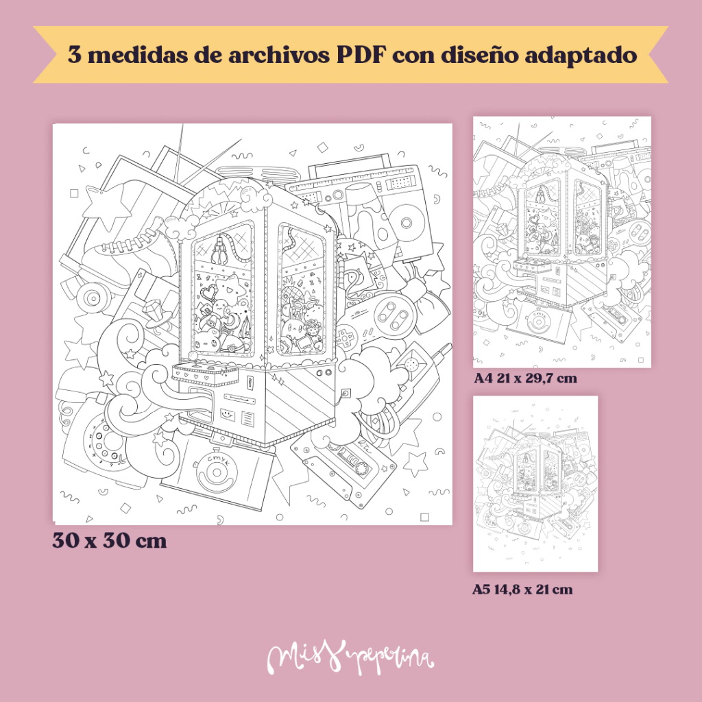 Noventas Plantilla IMPRIMIBLE para colorear o para fiestas de arte