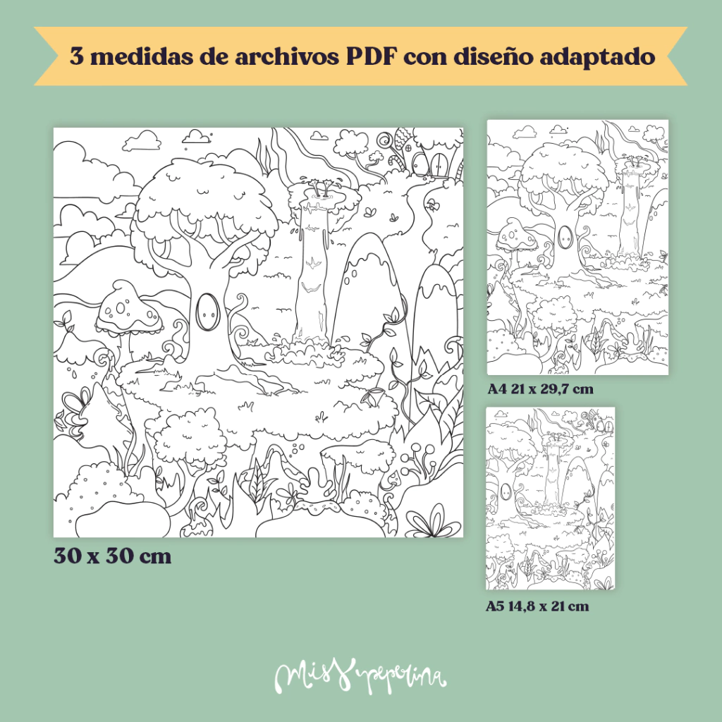 Bosque Plantilla IMPRIMIBLE para colorear o para fiestas de arte