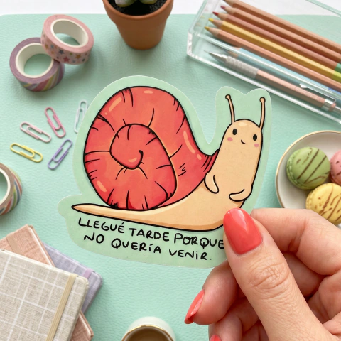 Sticker die cut Vinilo Caracol impuntual