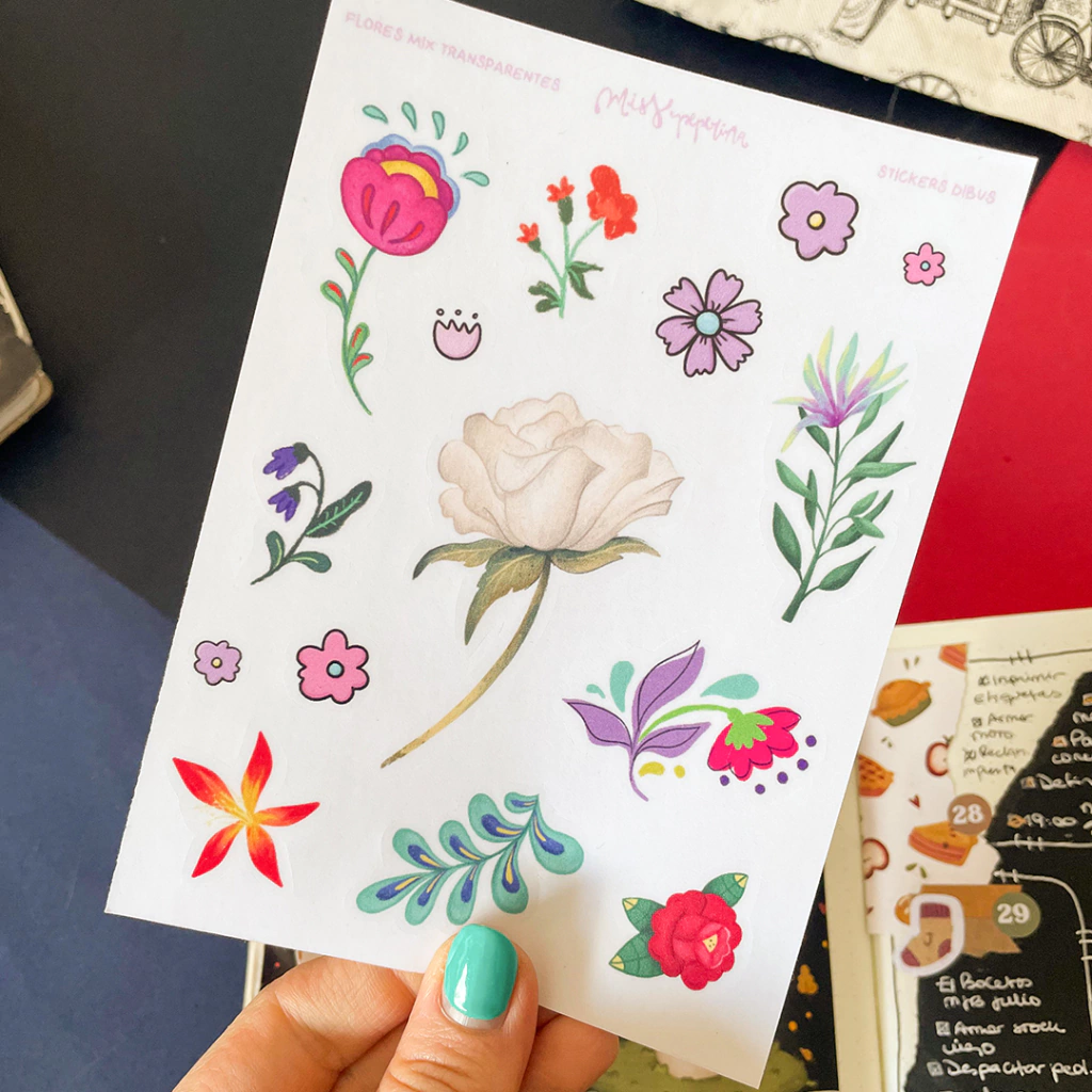 Stickers Flores Mix transparentes