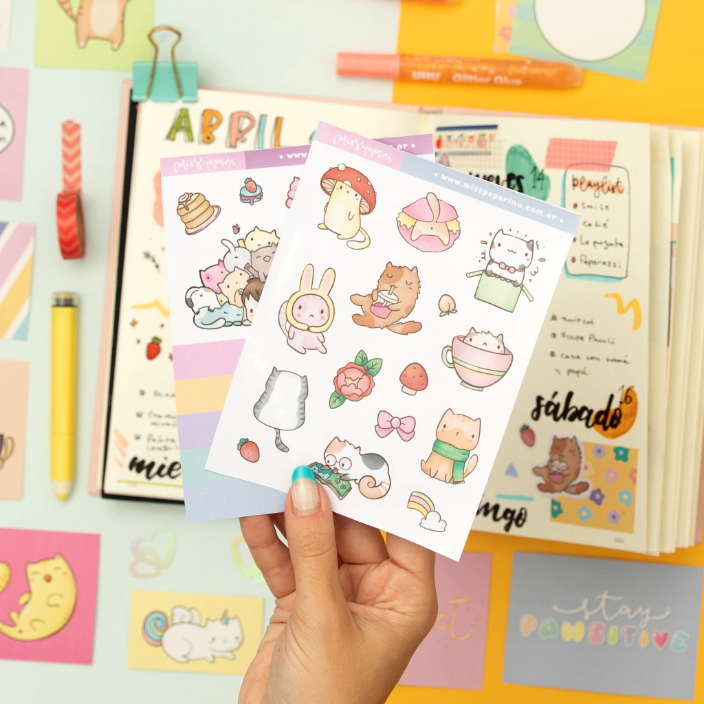 Stickers Gatitos Hongo