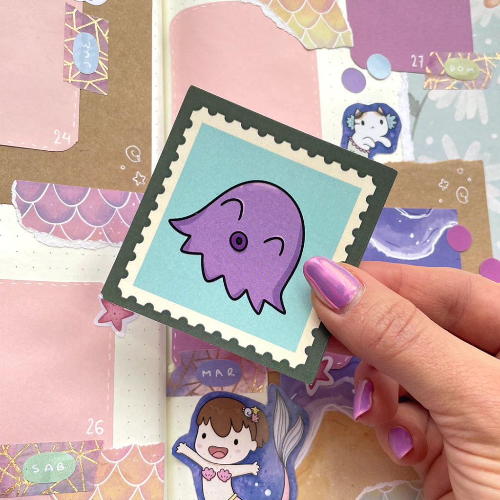 Sticker die cut OPP Estampilla Pulpo