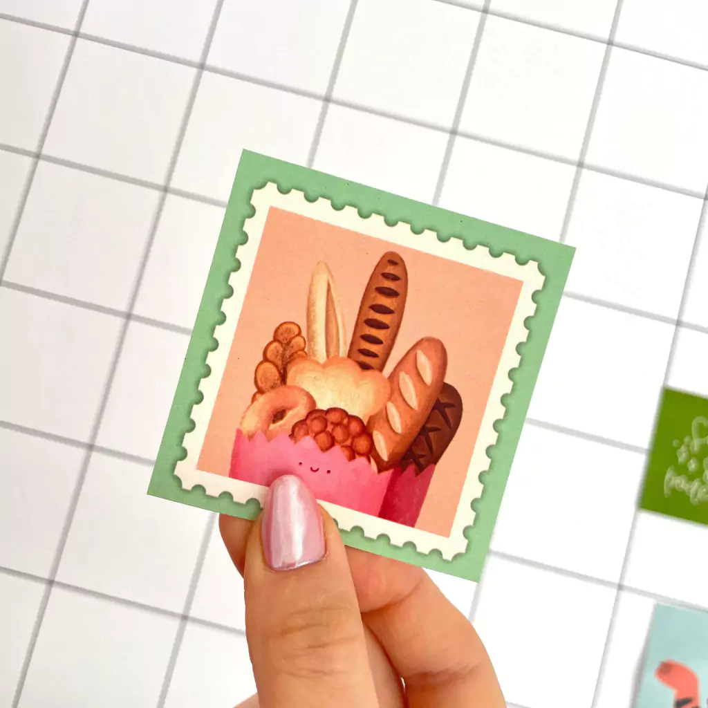 Sticker die cut OPP Estampilla Pensamientos panaderos