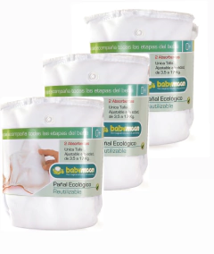 3 packs de Absorbente intercambiable x 2 unidades / unitalla de 0 a 30 meses