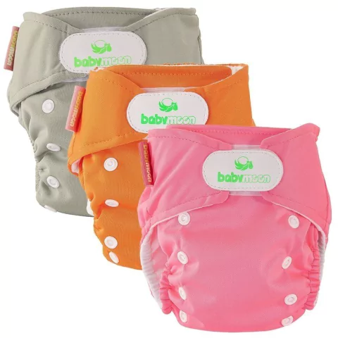 Pack x 3 Pañales Ecológicos Unicolor con 3 Absorbentes Intercambiables + 3 refuerzos / unitalla de 0 a 30 meses