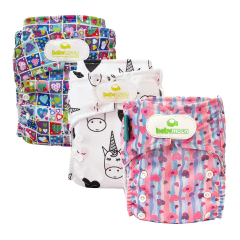 Pack x 3 Pañales Ecológicos Estampados con 3 Absorbentes Intercambiables + 3 refuerzos / unitalla de 0 a 30 meses