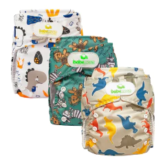 Pack x 3 Pañales Ecológicos Estampados con 3 Absorbentes Intercambiables + 3 refuerzos / unitalla de 0 a 30 meses