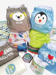 Paquete Completo personalizado para Para la Llegada del bebé con 12 pañales + 12 absorbentes + complementos y fular elástico - comprar online