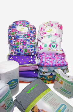 Paquete Completo para Para la Llegada del bebé con 12 pañales + 12 absorbentes + complementos y fular elástico - comprar online