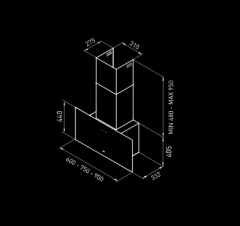 CAMPANA TST AZARA VIDRIO NEGRO 60 cm - tienda online