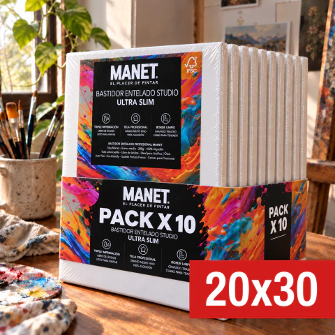 10 Bastidores Entelado Studio Ultra Slim 20x30cm 380gr Manet