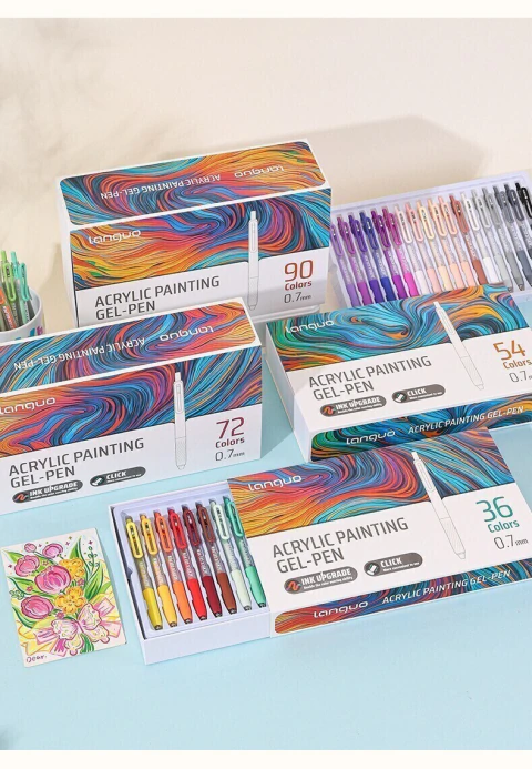 SET 36 BOLIGRAFOS GEL PEN RETRACTILES ACRILICO 0.7MM LANGUO