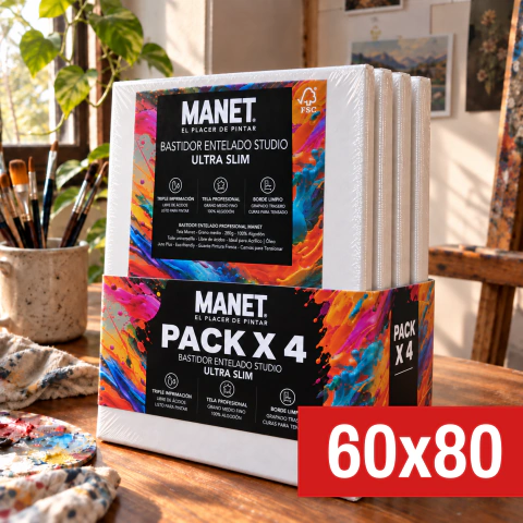 4 Bastidores Entelado Studio Ultra Slim 60x80cm 380gr Manet