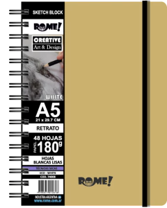 Block Boceto Rome A5 Vertical Eco White 48H 180Grs