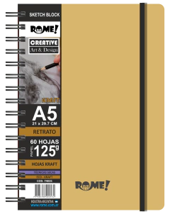 Block Boceto Rome A5 Vertical Eco Kraft 60H 125Grs