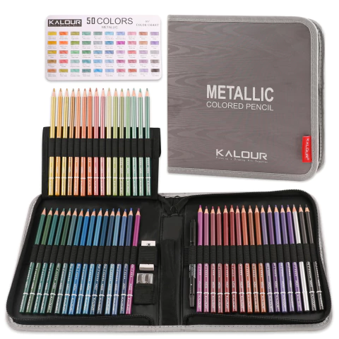 Estuche 50 Lapices Colores Metalizados Kalour Cartu+Accesori - comprar online