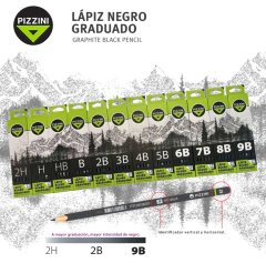 Lapiz Negro Grafito Graduado Pizzini - 2H x 2 Unidades - ARTISTICA ONE ART